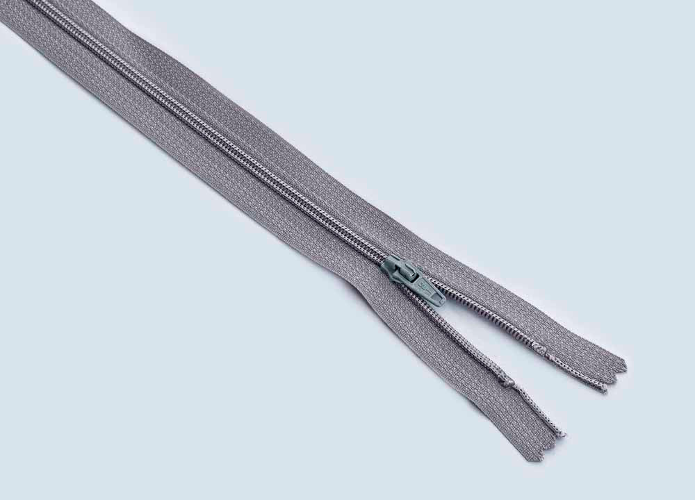 Closed End Zip (56cm Length) - Silver Grey