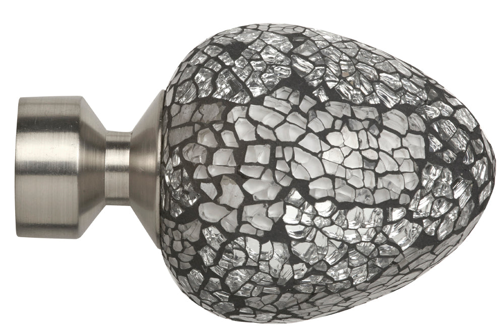 28mm Alexia (Silver Mirror) Finial Pk 2 - Satin Silver