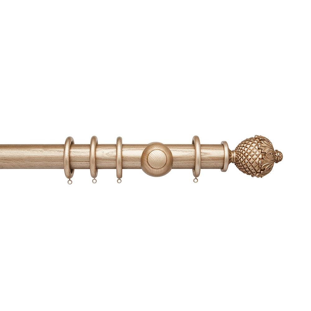 45mm Ashbridge Botanical Wood Complete Pole Set - Champagne Gold