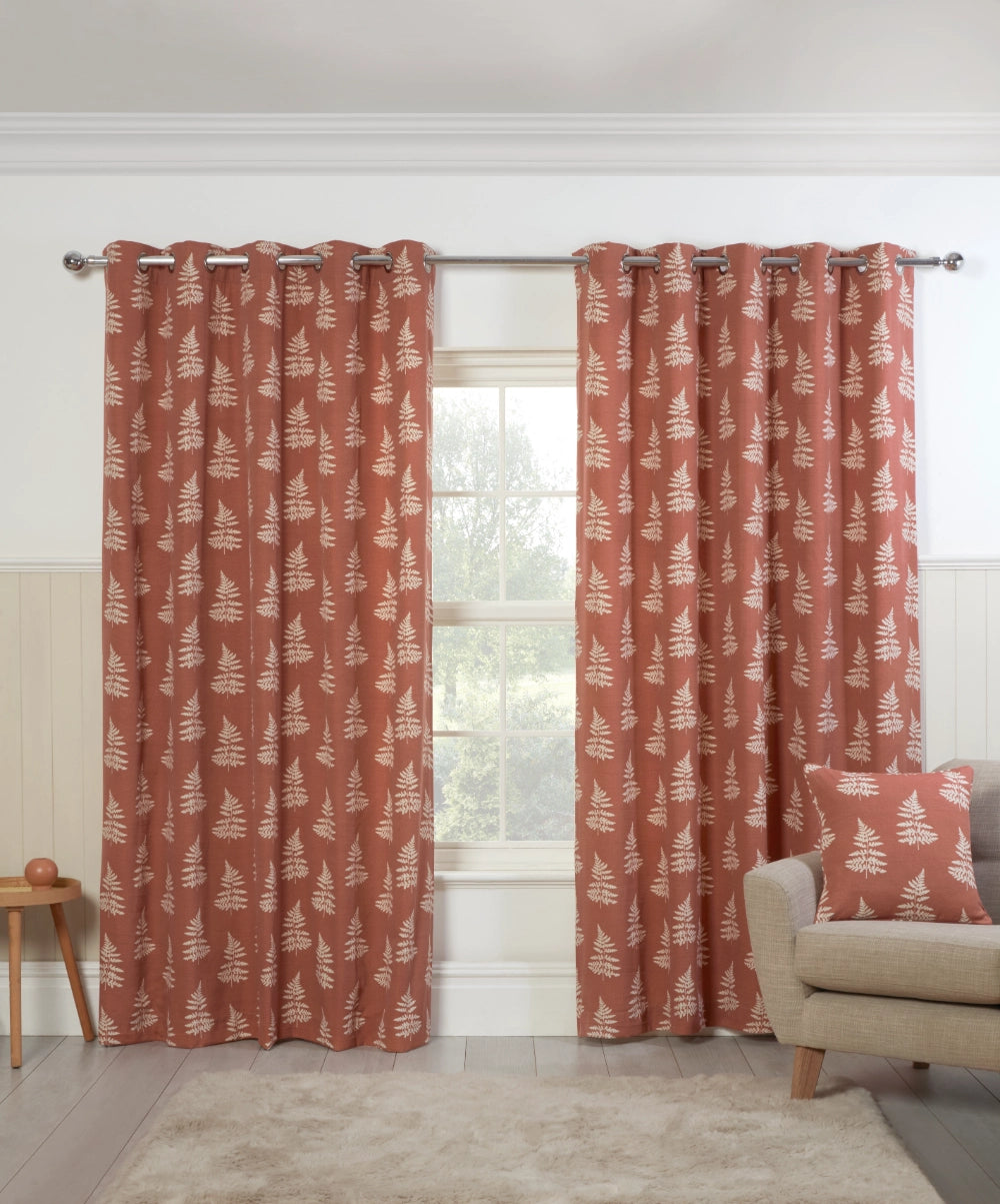 Esher Eyelet Curtains - Terracotta