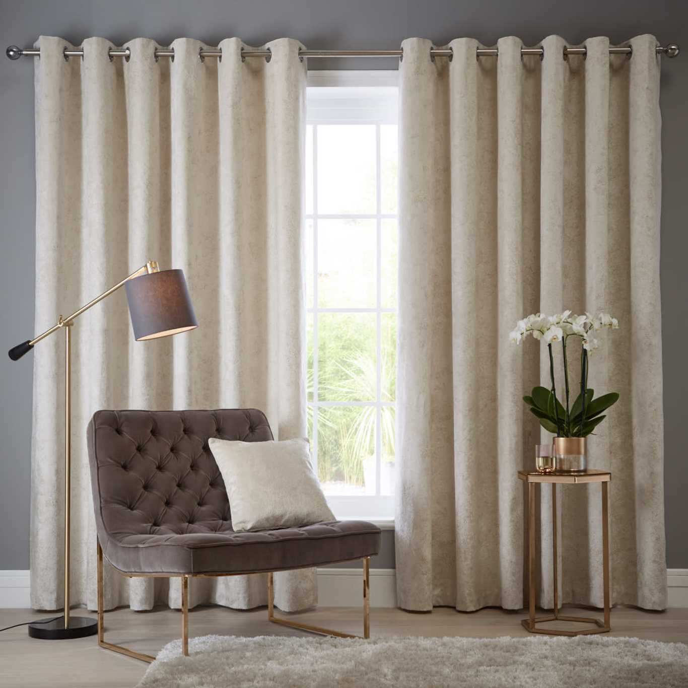 Navarra Eyelet Curtains - Oyster