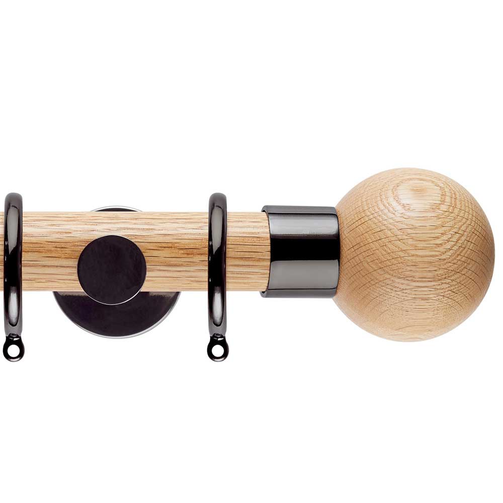 35mm Wood Ball Complete Pole Set - Black Nickel Effect