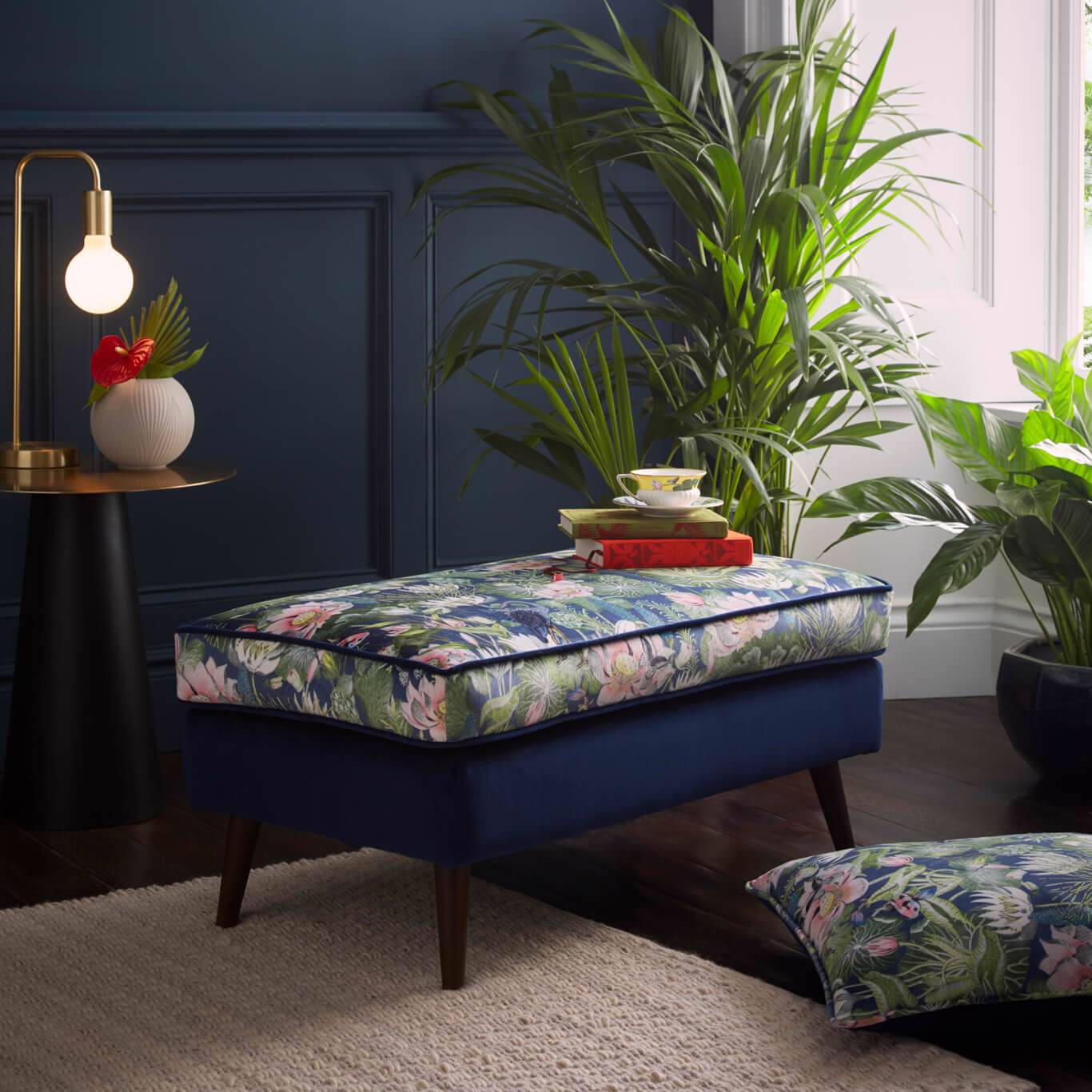 Waterlily Footstool - Midnight