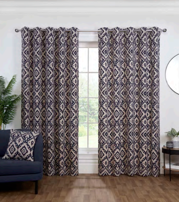 Marrakech Eyelet Curtains - Navy