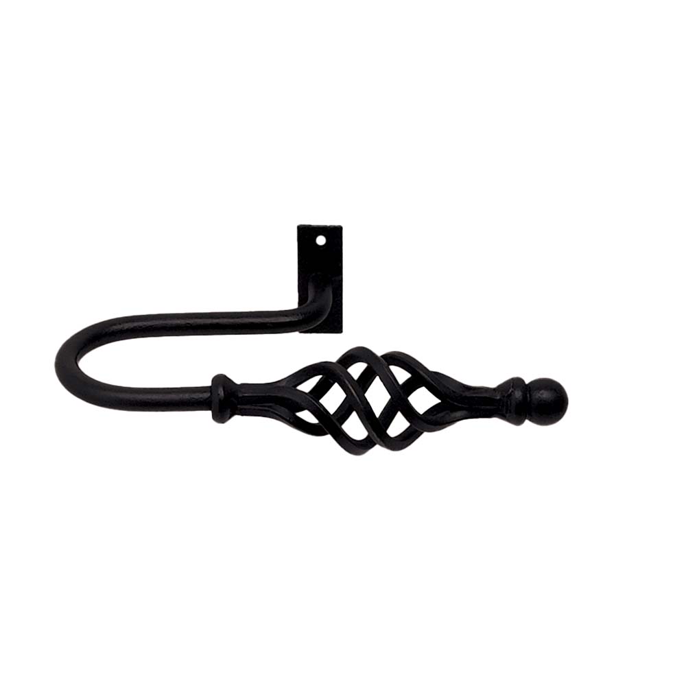 12mm Black Wrought Iron Cage Holdback Pk2