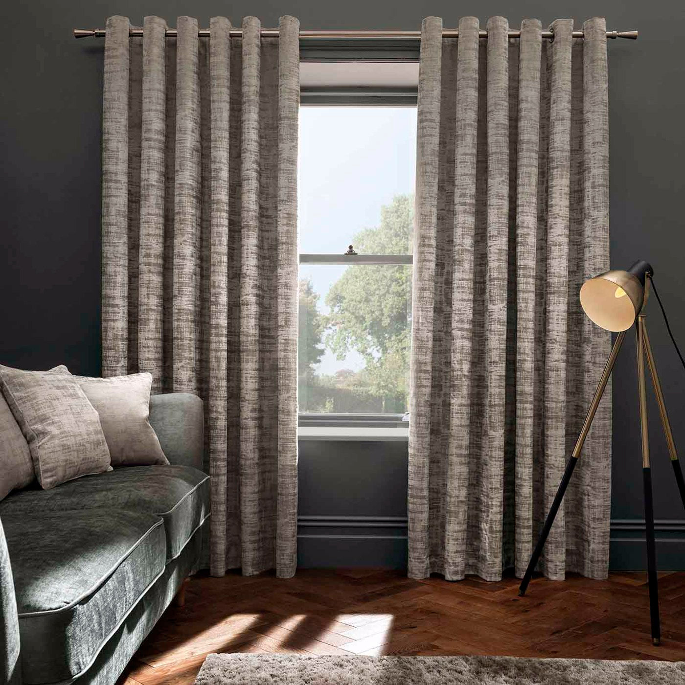 Naples Eyelet Curtains - Stone