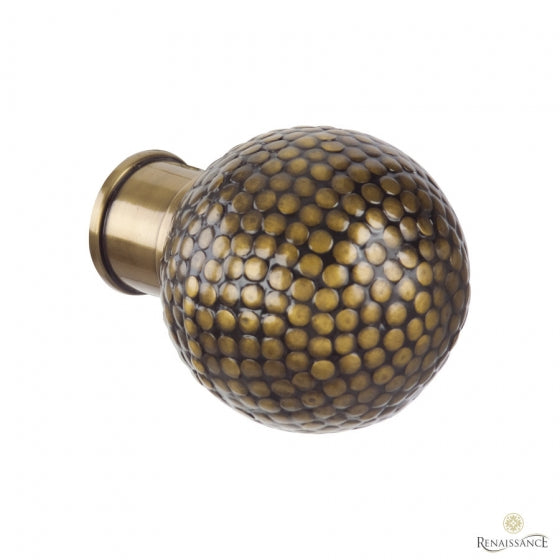 35mm Flat Dimple Ball - Antique Brass Finial