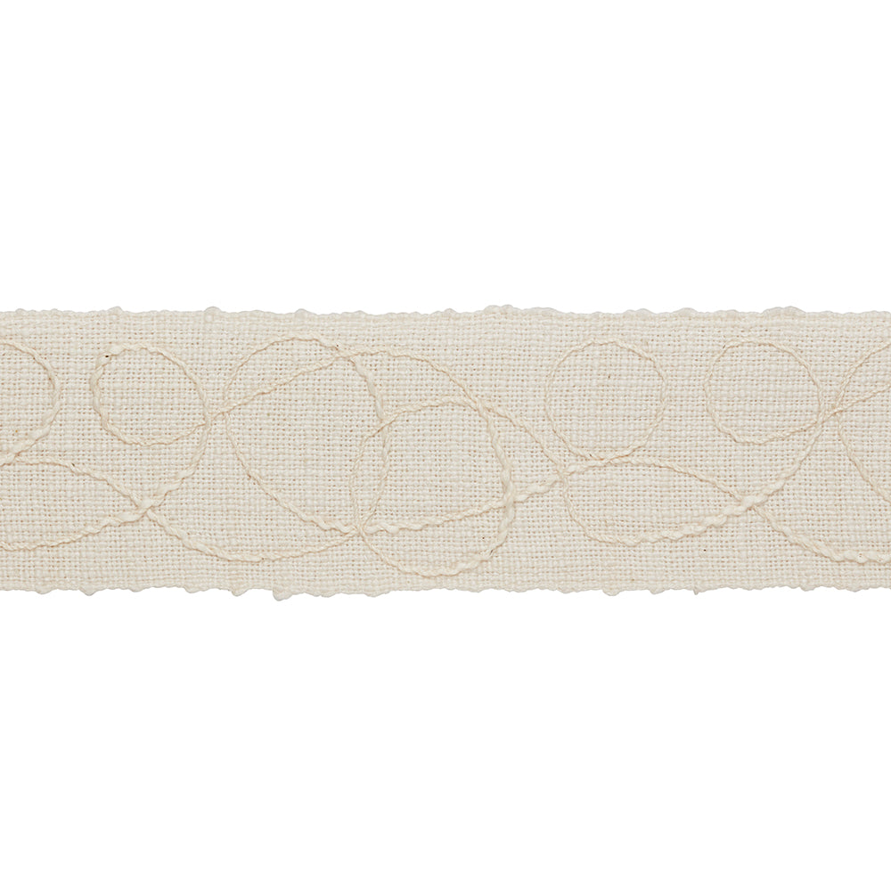 Prairie Embroidered Scroll Braid - Chalk