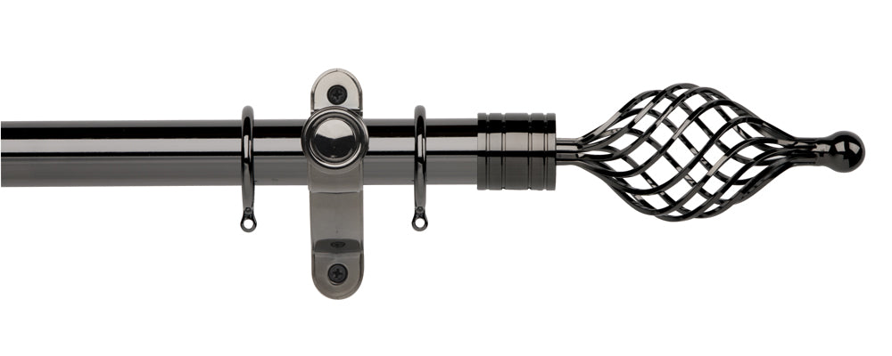 35mm Twisted Spear Complete Pole Set - Black Nickel