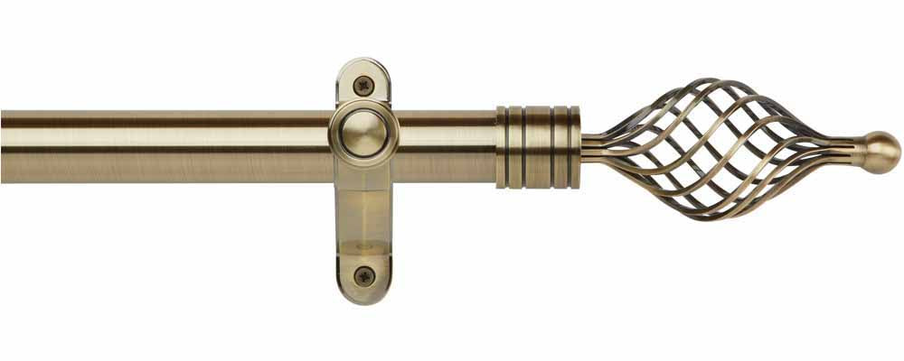 35mm Twisted Spear Eyelet Pole Set - Burnished Brass