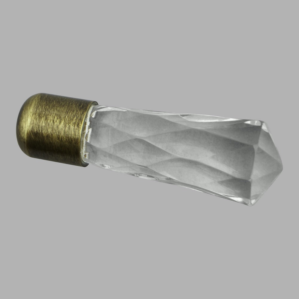 Faceted Glass Cylinder Cord Pull - Anitque Brass