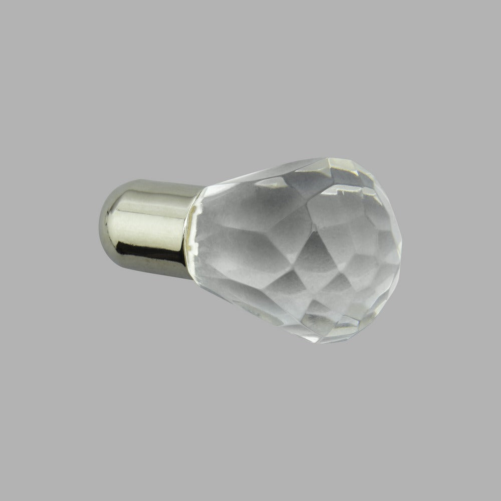 Faceted Ball  Glass Cylinder Cord Pull - Chrome