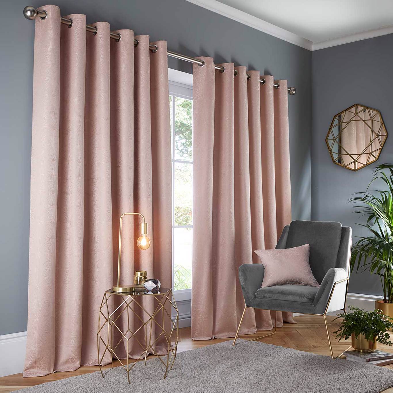 Amari Eyelet Curtains - Blush