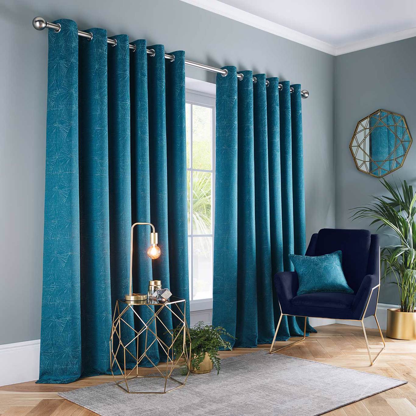 Amari Eyelet Curtains -Kingfisher