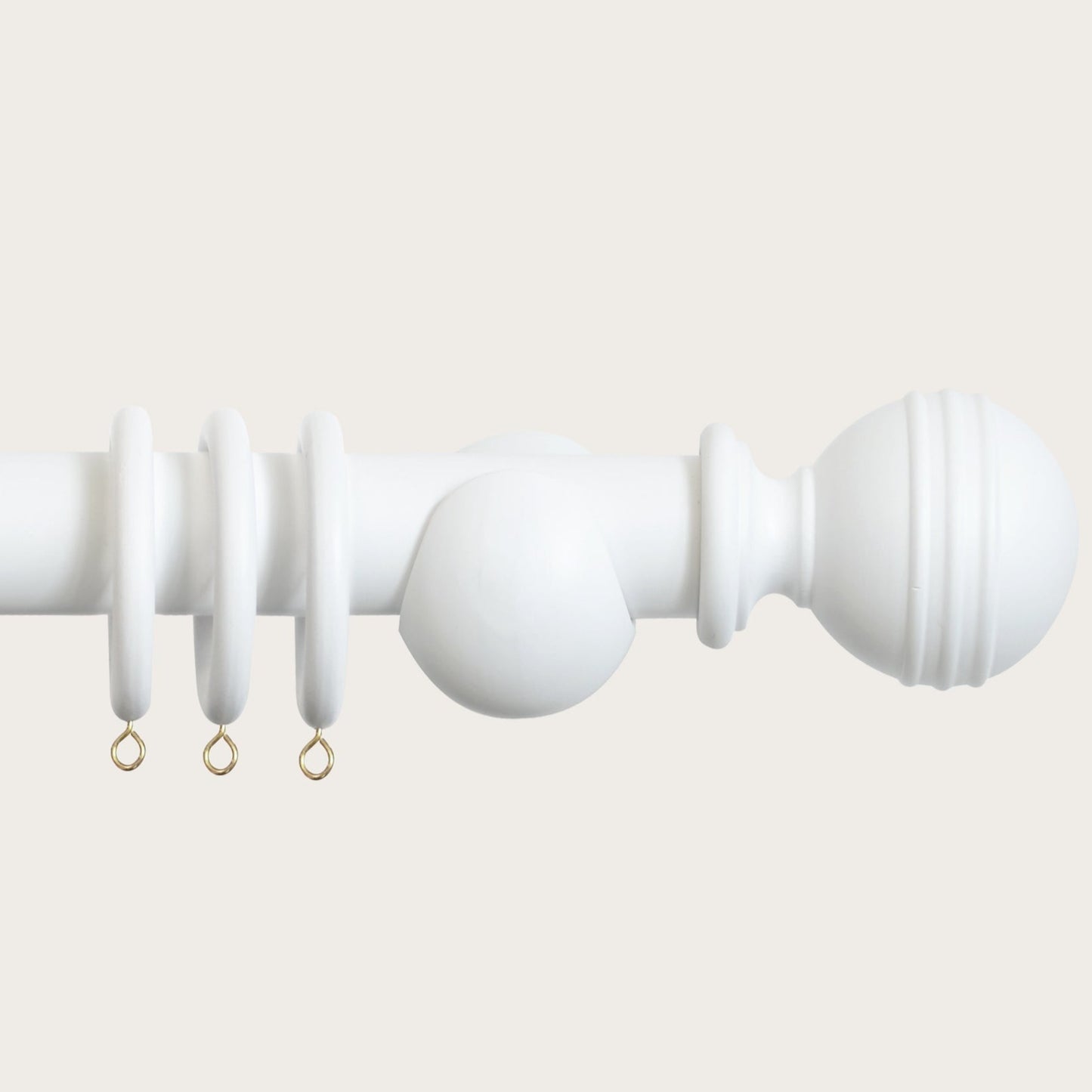 35mm Ribbed Ball Pole Set - Cotton White