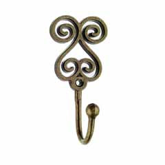 Swirl Tieback Hook - Antique Brass