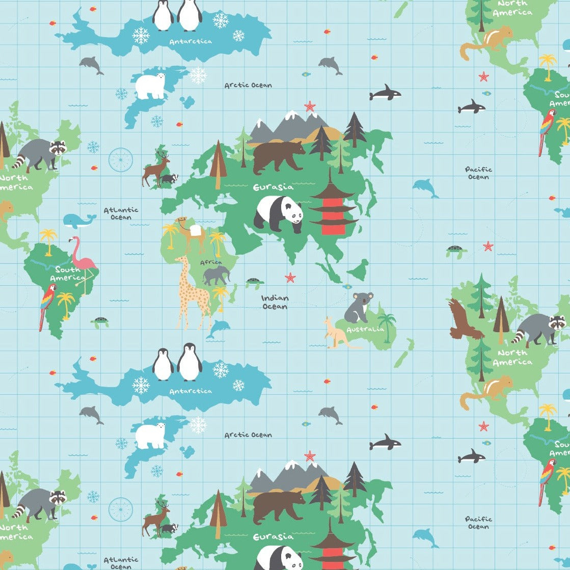 World Map Fabric